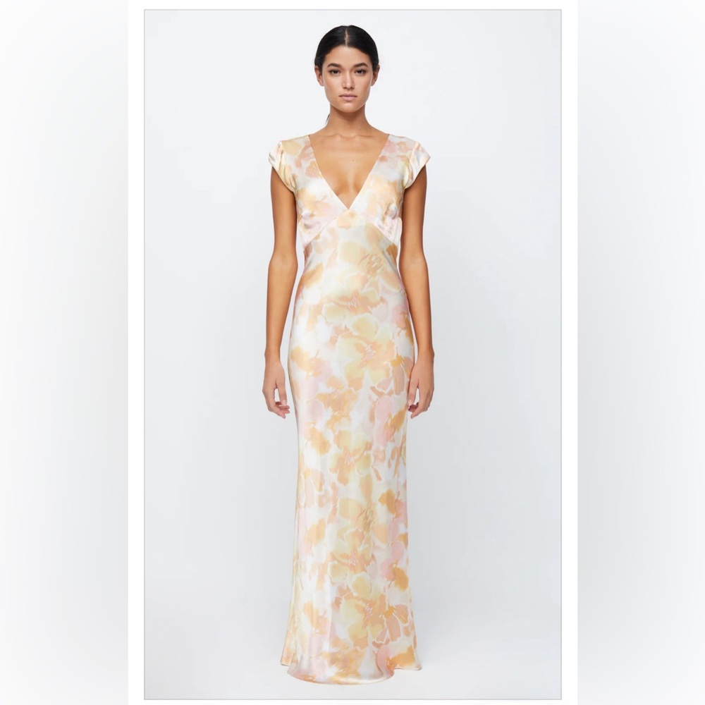 Bec + Bridge Indi V Satin Maxi Dress in color Floral Haze. Women’s US size 4.